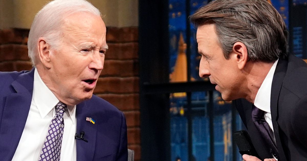 Seth Meyers' Audience Erupts As Biden Goes 'Dark Brandon' On Trump Without Using His Name