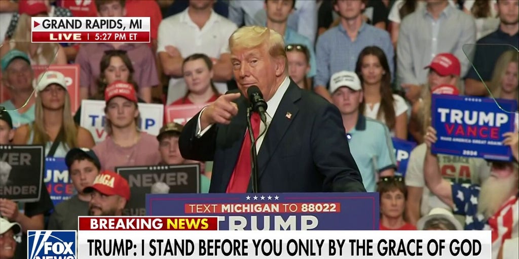 Trump at first rally since assassination attempt: I stand before you by the 'grace of almighty God'