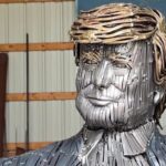 Life-sized statue of 'fighting' Trump made from nails unveiled at assassination attempt site