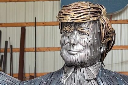 Life-sized statue of 'fighting' Trump made from nails unveiled at assassination attempt site