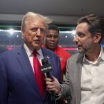 Outkick's Clay Travis interviews former President Trump at the Georgia-Alabama SEC clash