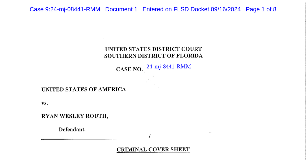 Read the Charges Against Ryan Routh, Suspect in Trump Shooting Attempt