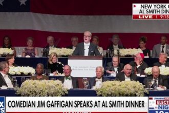 Comedian Jim Gaffigan asks, ‘Why is Kamala Harris not here?’ at Al Smith Dinner