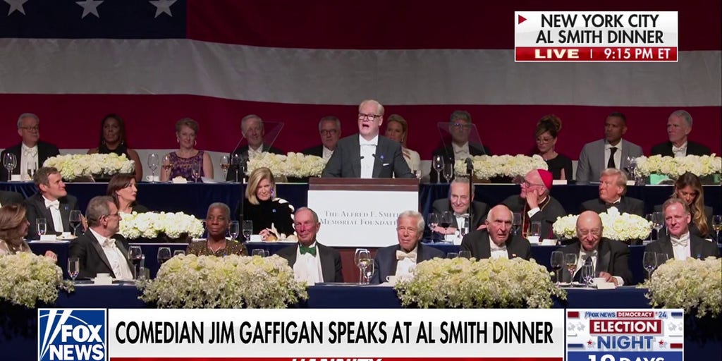 Comedian Jim Gaffigan asks, ‘Why is Kamala Harris not here?’ at Al Smith Dinner