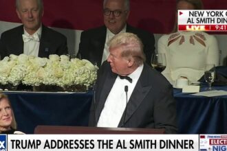 Trumps cracks subpoena joke during Al Smith Dinner