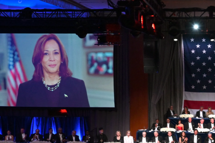 Critics drag Harris for ‘cringe’ pre-recorded video aired during Catholic charity dinner