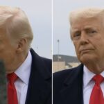 Boom mic bumps President Trump’s face as he takes questions from press