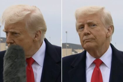 Boom mic bumps President Trump’s face as he takes questions from press