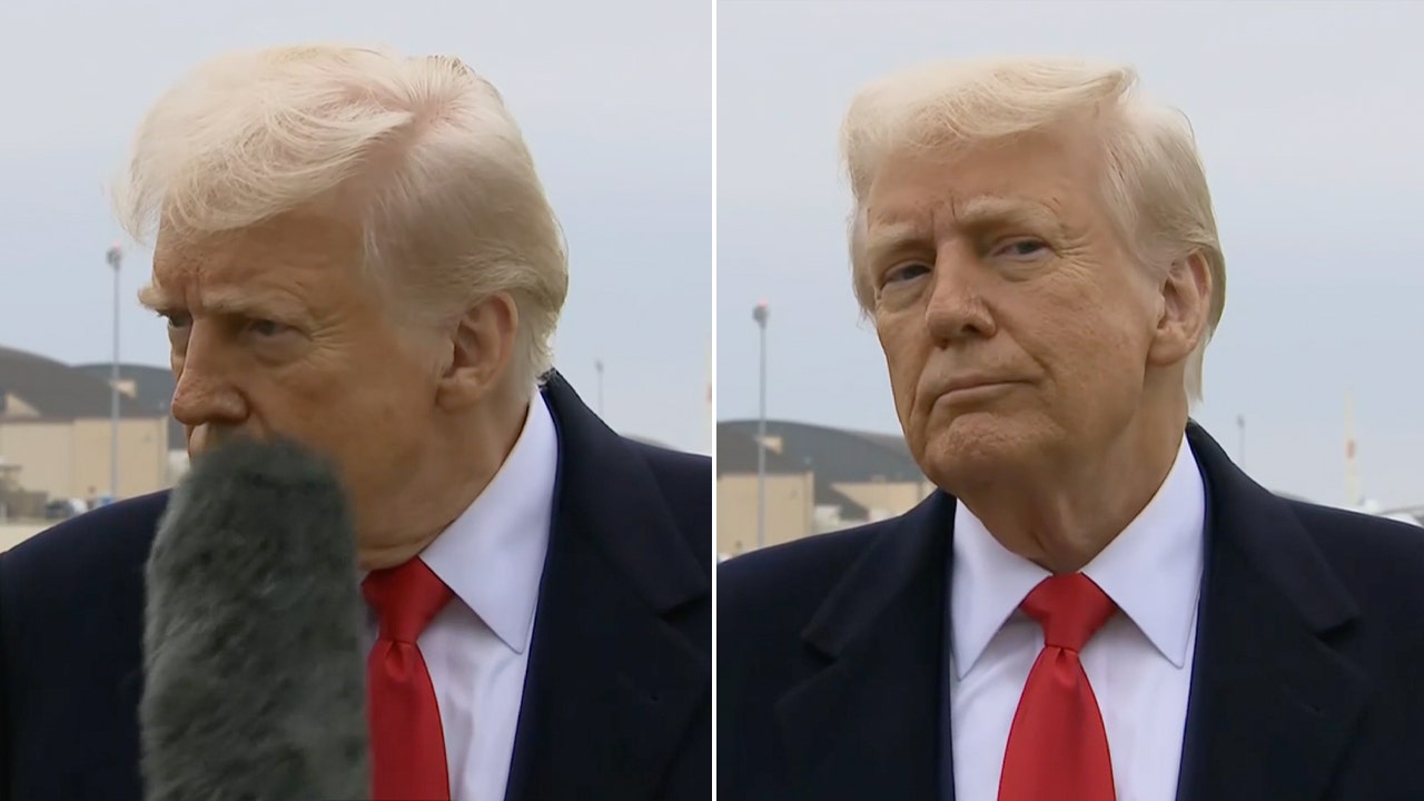 Boom mic bumps President Trump’s face as he takes questions from press